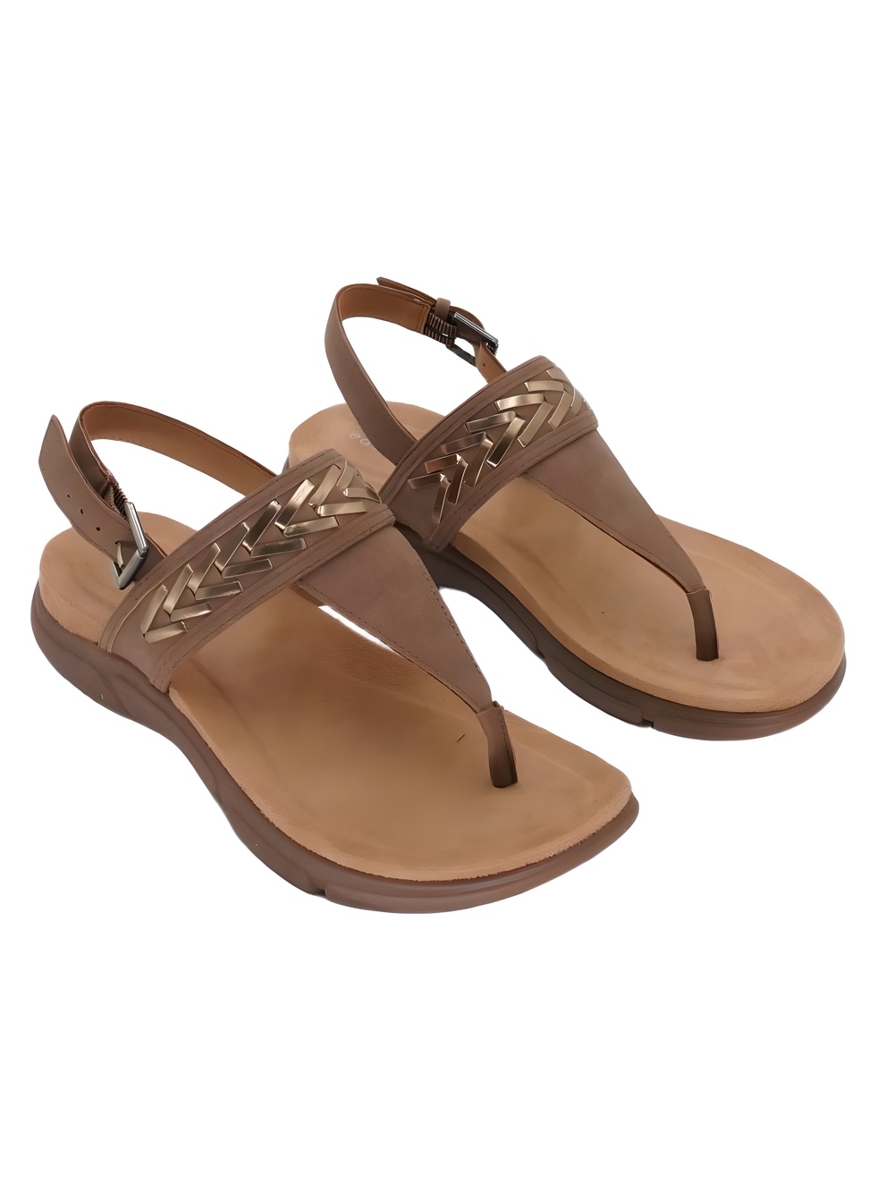 Easy Spirit Monte Woven T-Strap Sandals Medium Brown Bronze Size 6M - Picture 4 of 6